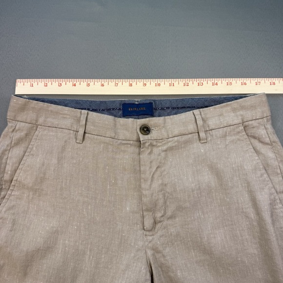 Fairlane‎ Pants Mens 35x30 Tan Linen Blend Straight Flat Front Chino - Picture 6 of 11